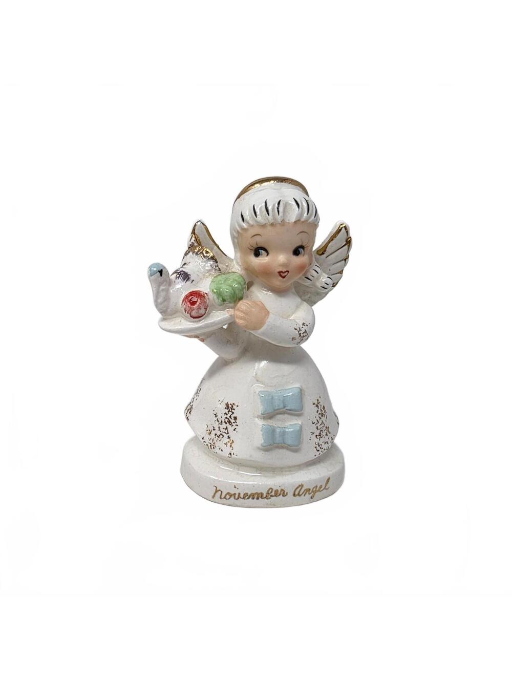 Vintage November Birthday Angel Figurine Turkey Japan Thanksgiving 1950s